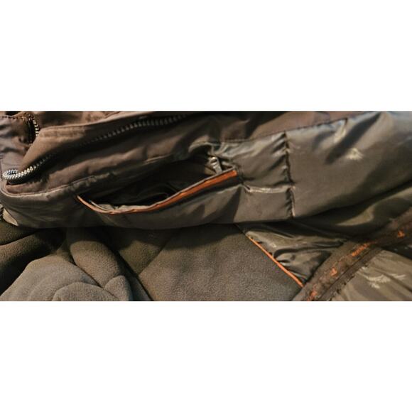 Royal Falcon Winter Parker Jacket Mens M Brown Insulated Pockets Whistle Zip - Picture 6 of 16